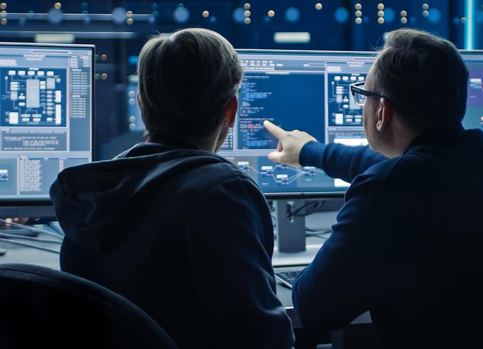 photo man pointing at screen