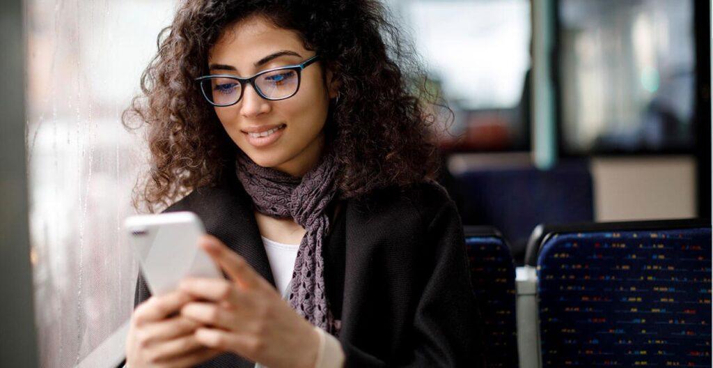 photo woman checking phone