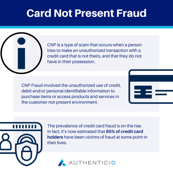 Card Not Present Fraud is a type of scam that occurs when a person tries to make an unauthorized transaction with a card that is not theirs and they do not have in their possession
