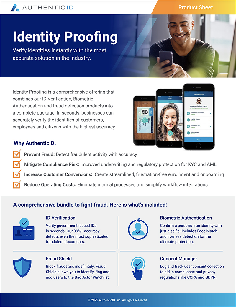Identity Proofing Product Sheet by AuthenticID